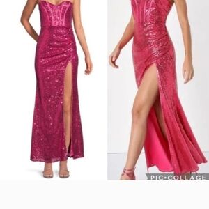 NWT PROM  LULUS  Sequined Sweetheart  Maxi Dress size medium